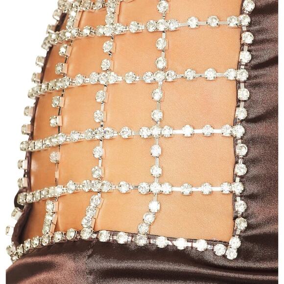 superdown Adira Diamante Mini Skirt in Brown NWT Size Small - Picture 2 of 6